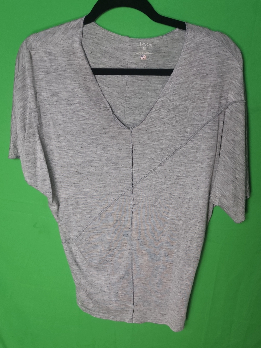 JAG Jeans Gray V-Neck Dolman Asymmetric Seam Tee Medium
